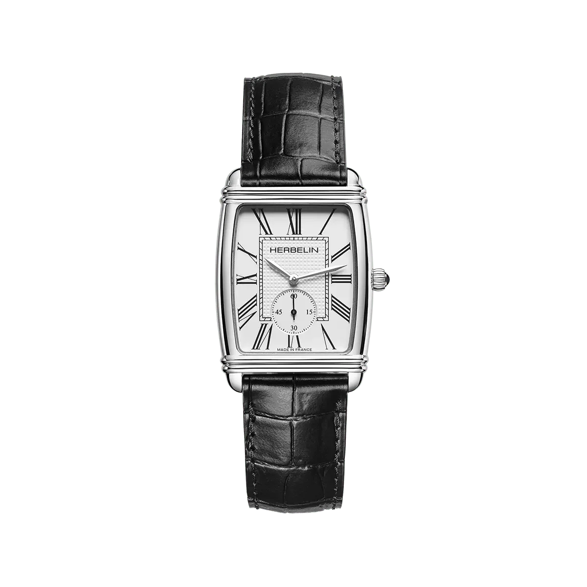 Montre HERBELIN Homme Art Déco en Cuir Noir 10638AP08