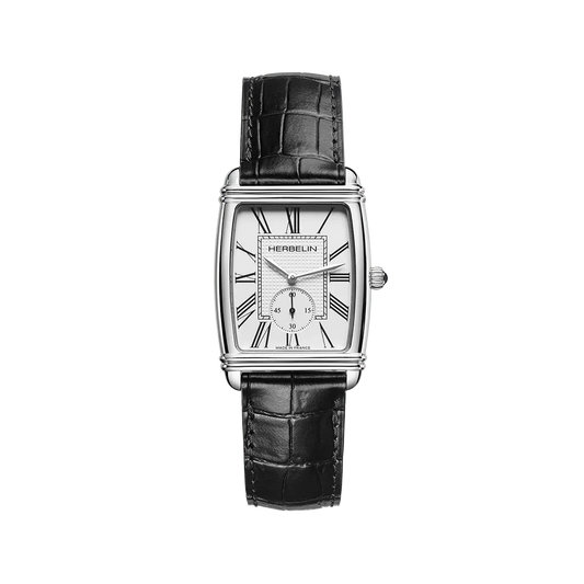 Montre HERBELIN Homme Art Déco en Cuir Noir 10638AP08