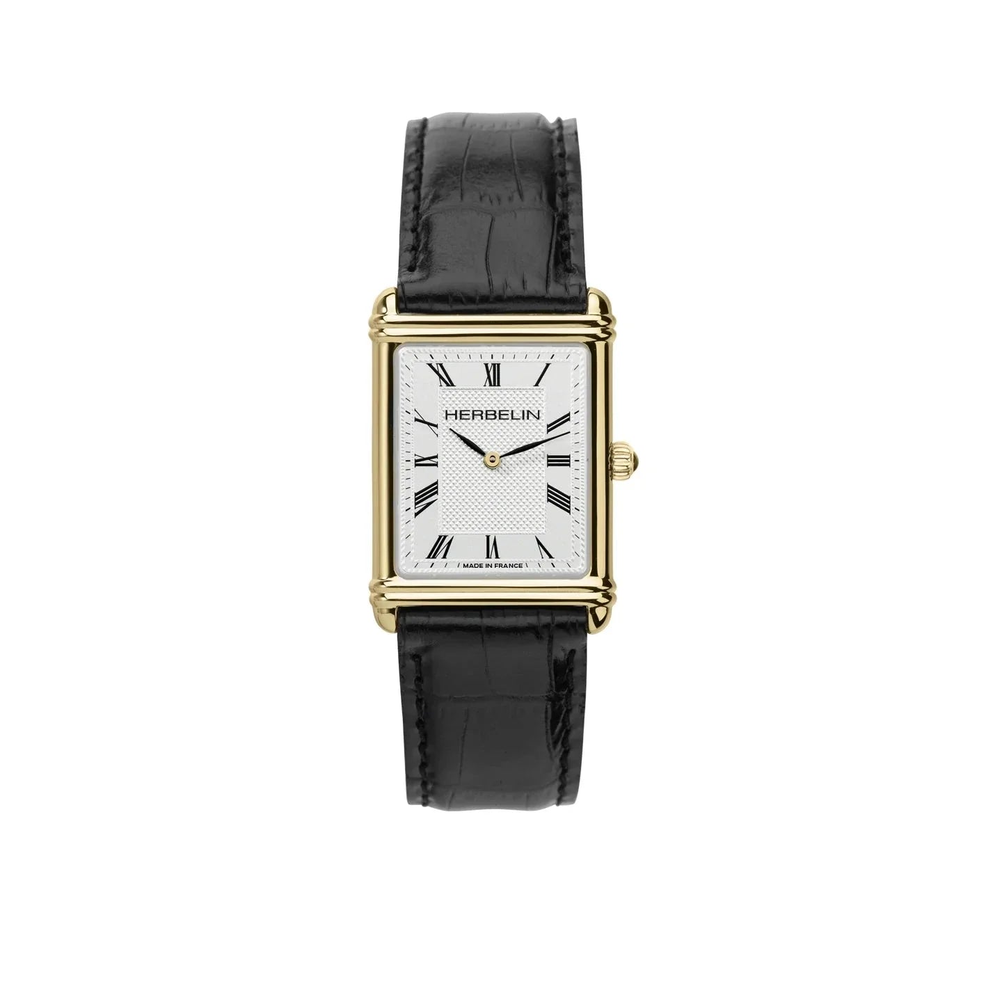 Montre HERBELIN Homme Art Déco en Cuir Noir 17468P08
