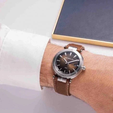 Montre HERBELIN Homme Newport en Cuir Marron 12288A27MA