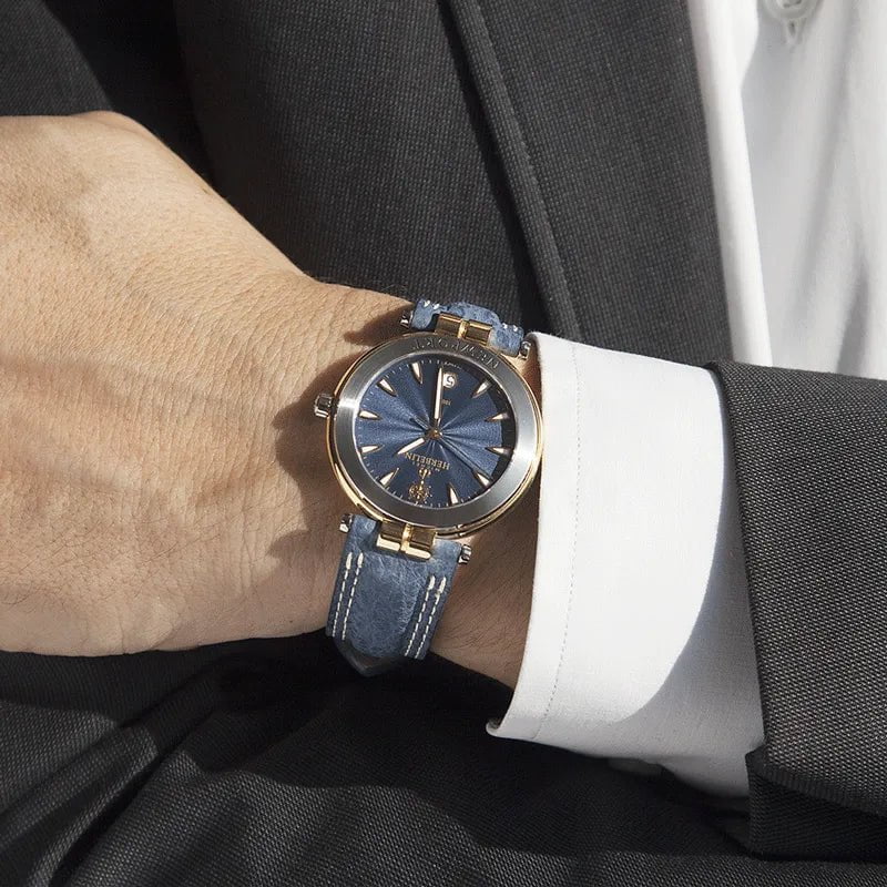 Montre HERBELIN Homme Newport en Cuir Bleu 12255T35