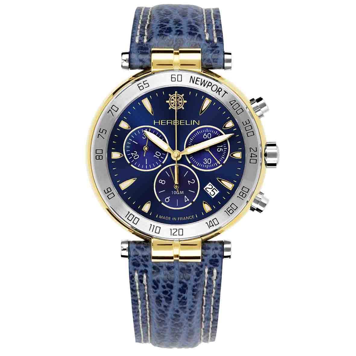 Montre HERBELIN Homme Newport Chronographe en cuir 37654T35