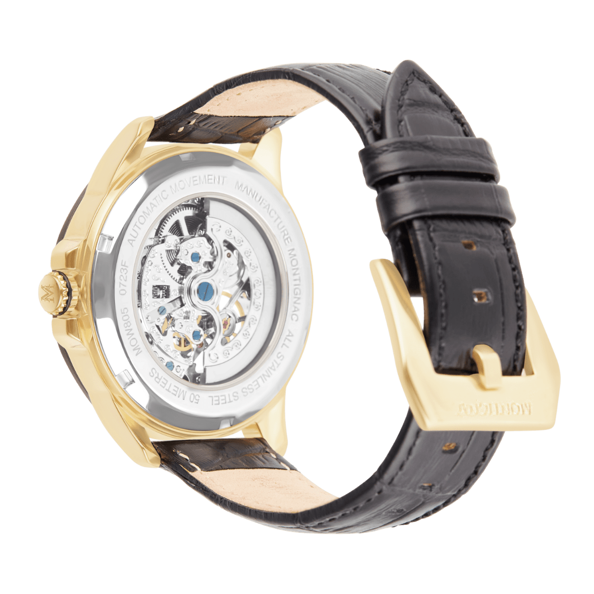 Montre MONTIGNAC Homme Automatique en Cuir Noir MOW805