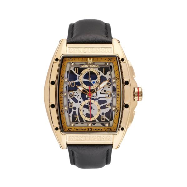 Montre MONTIGNAC Homme en Cuir Noir MOW902