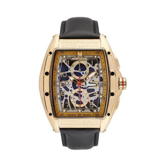 Montre MONTIGNAC Homme en Cuir Noir MOW902