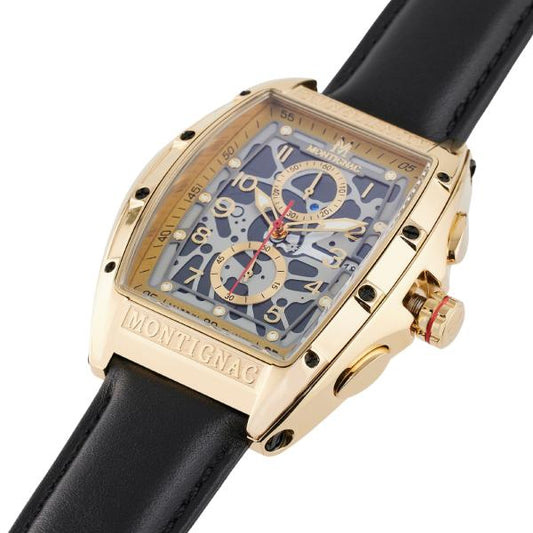 Montre MONTIGNAC Homme en Cuir Noir MOW902