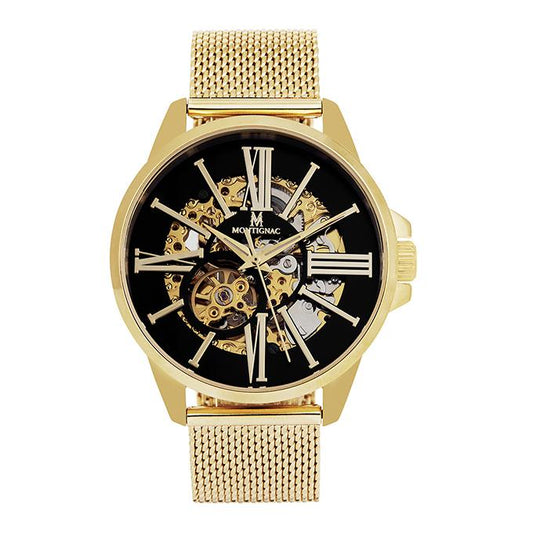 Montre MONTIGNAC Homme Automatique en Acier Milanais Doré MOW150