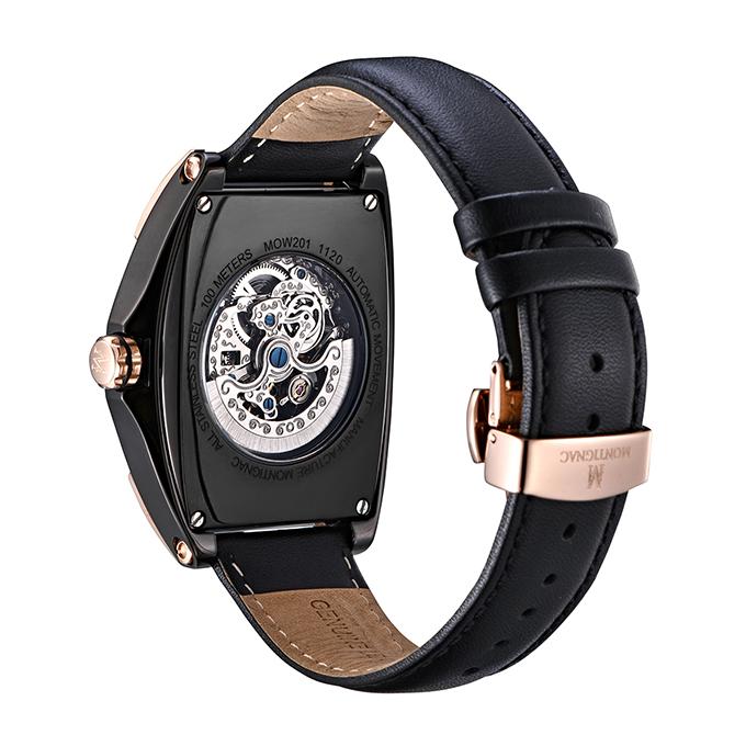 Montre MONTIGNAC Homme Automatique en Cuir Noir MOW201