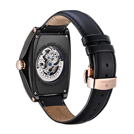 Montre MONTIGNAC Homme Automatique en Cuir Noir MOW201