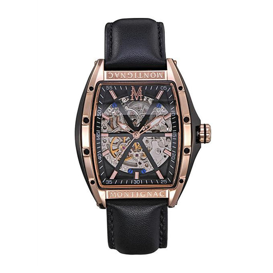 Montre MONTIGNAC Homme Automatique en Cuir Noir MOW201