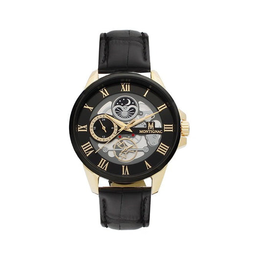 Montre MONTIGNAC Homme en Cuir Noir MOW148