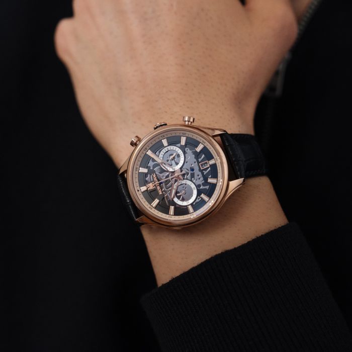 Montre MONTIGNAC Homme en Cuir Noir MOW1006