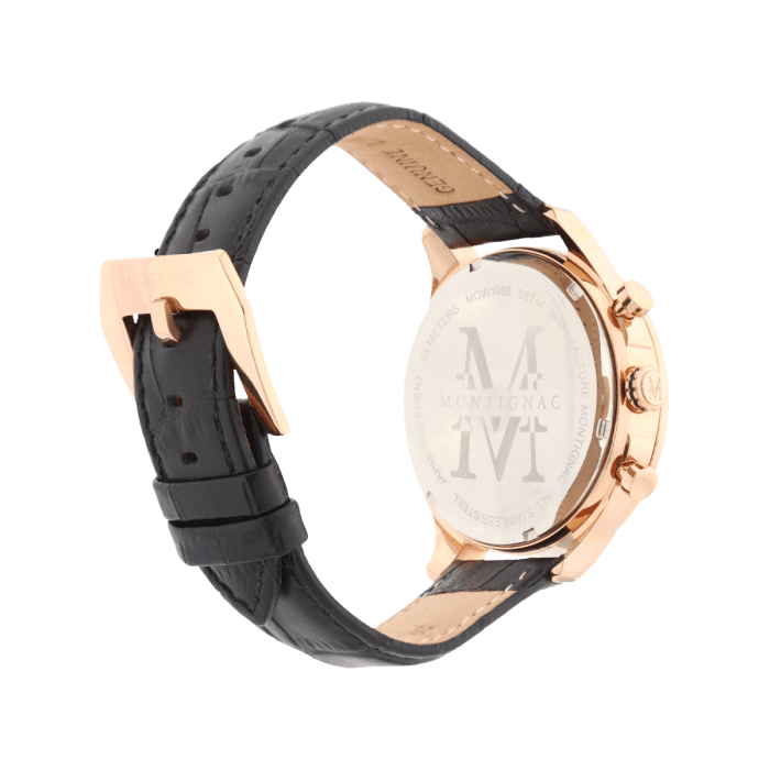 Montre MONTIGNAC Homme en Cuir Noir MOW1006