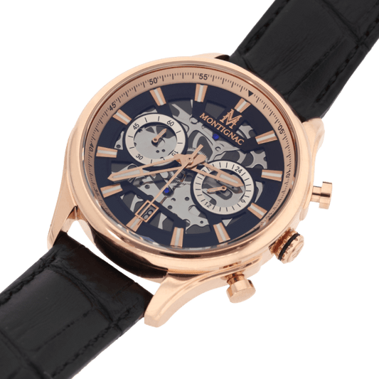 Montre MONTIGNAC Homme en Cuir Noir MOW1006