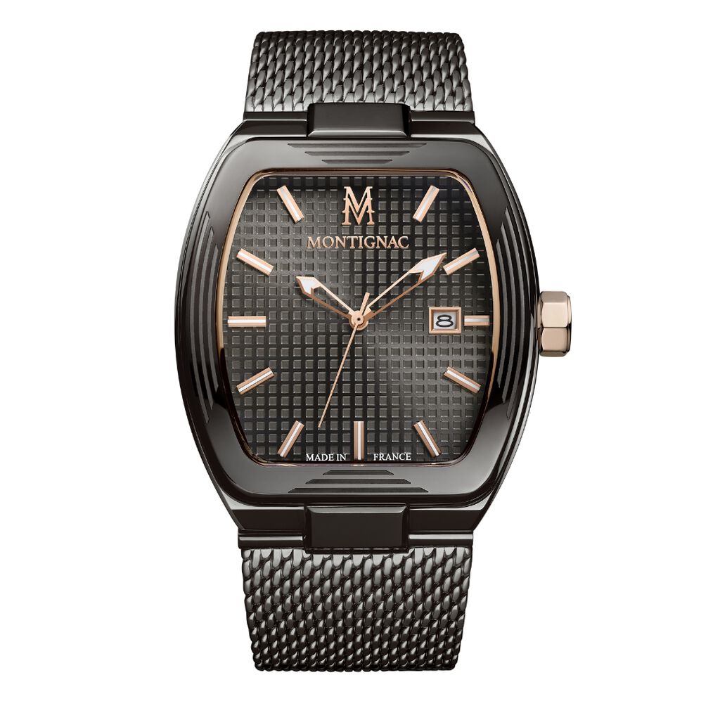 Montre MONTIGNAC Homme Tonneau en Acier Noir MOW1104