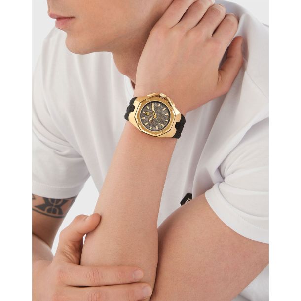 Montre PHILIPP PLEIN Homme Octagon en Silicone Noir PWTBA0423
