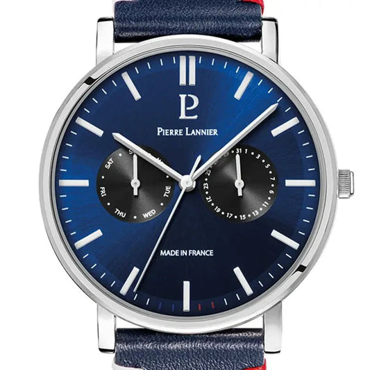 Montre PIERRE LANNIER Homme Essential en Cuir Bleu 206J166