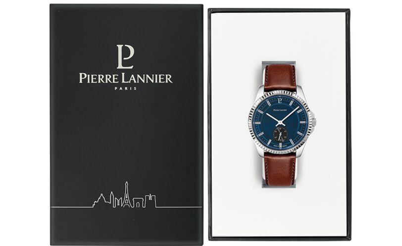 Montre PIERRE LANNIER Homme Métropolitain en Cuir Marron 246G164
