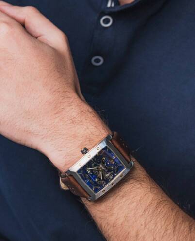 Montre PIERRE LANNIER Homme Hector en Cuir Marron 342A164
