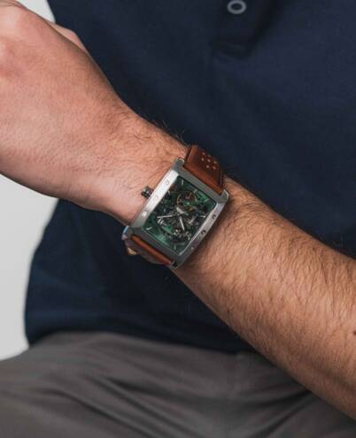 Montre PIERRE LANNIER Homme Hector en Cuir Marron 342A174