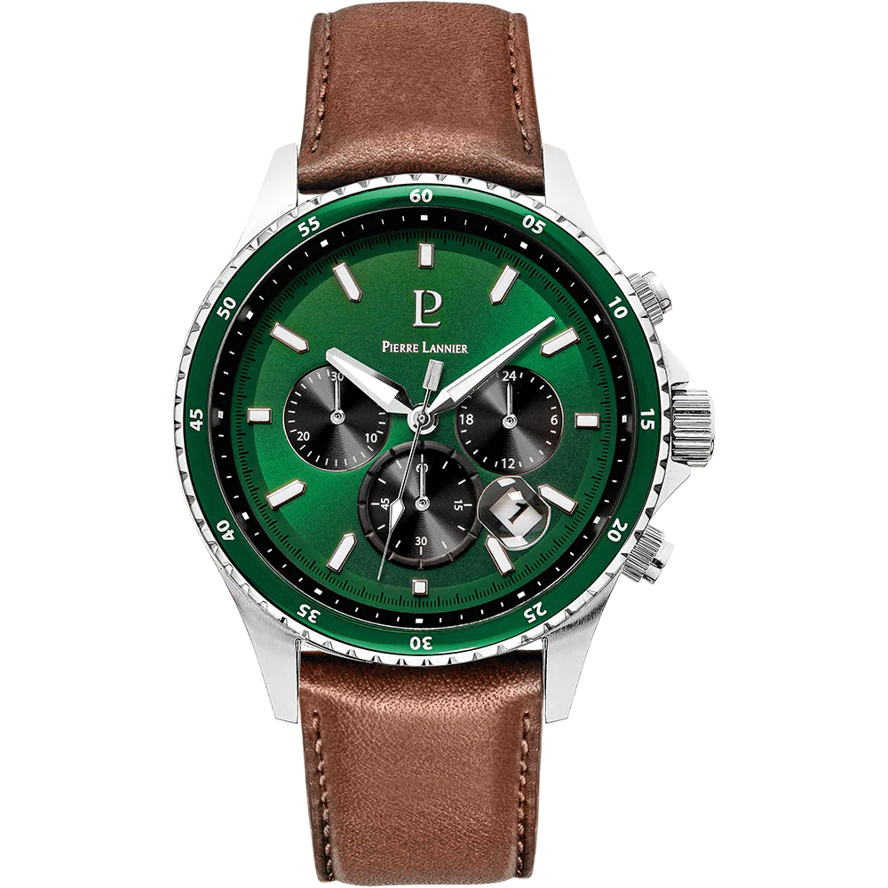 Montre PIERRE LANNIER Homme Cronos en Cuir Marron 227G164