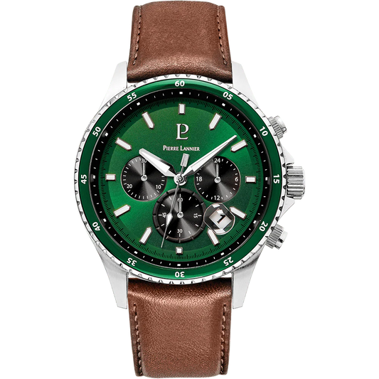 Montre PIERRE LANNIER Homme Cronos en Cuir Marron 227G164