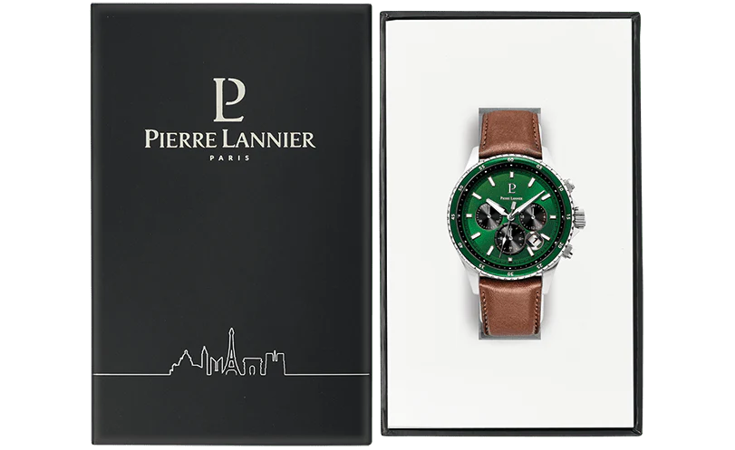 Montre PIERRE LANNIER Homme Cronos en Cuir Marron 227G164