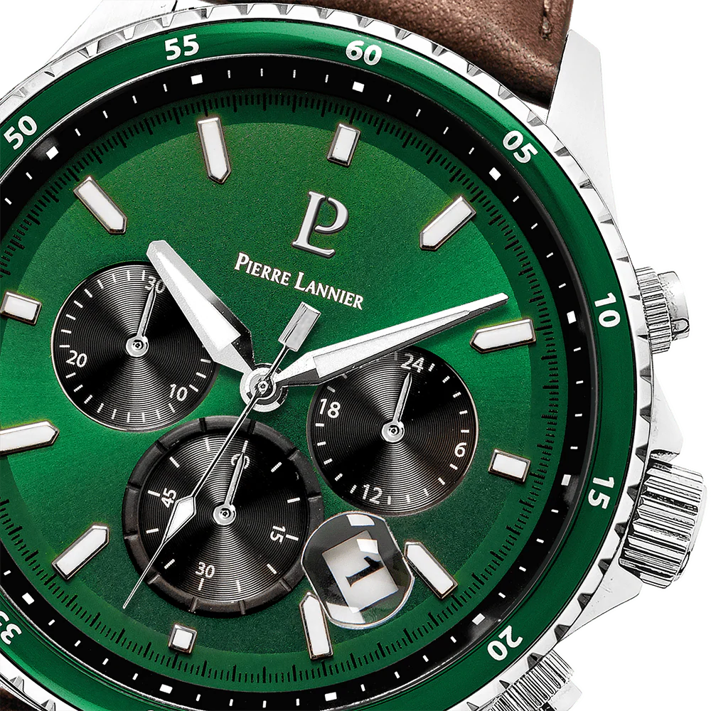 Montre PIERRE LANNIER Homme Cronos en Cuir Marron 227G164