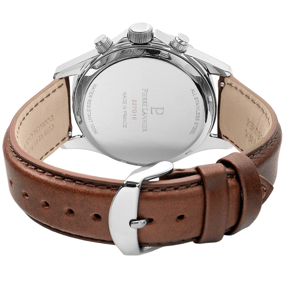 Montre PIERRE LANNIER Homme Cronos en Cuir Marron 227G164