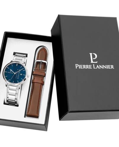 Montre PIERRE LANNIER Homme Coffret Bracelets Interchangeables Data 392C161
