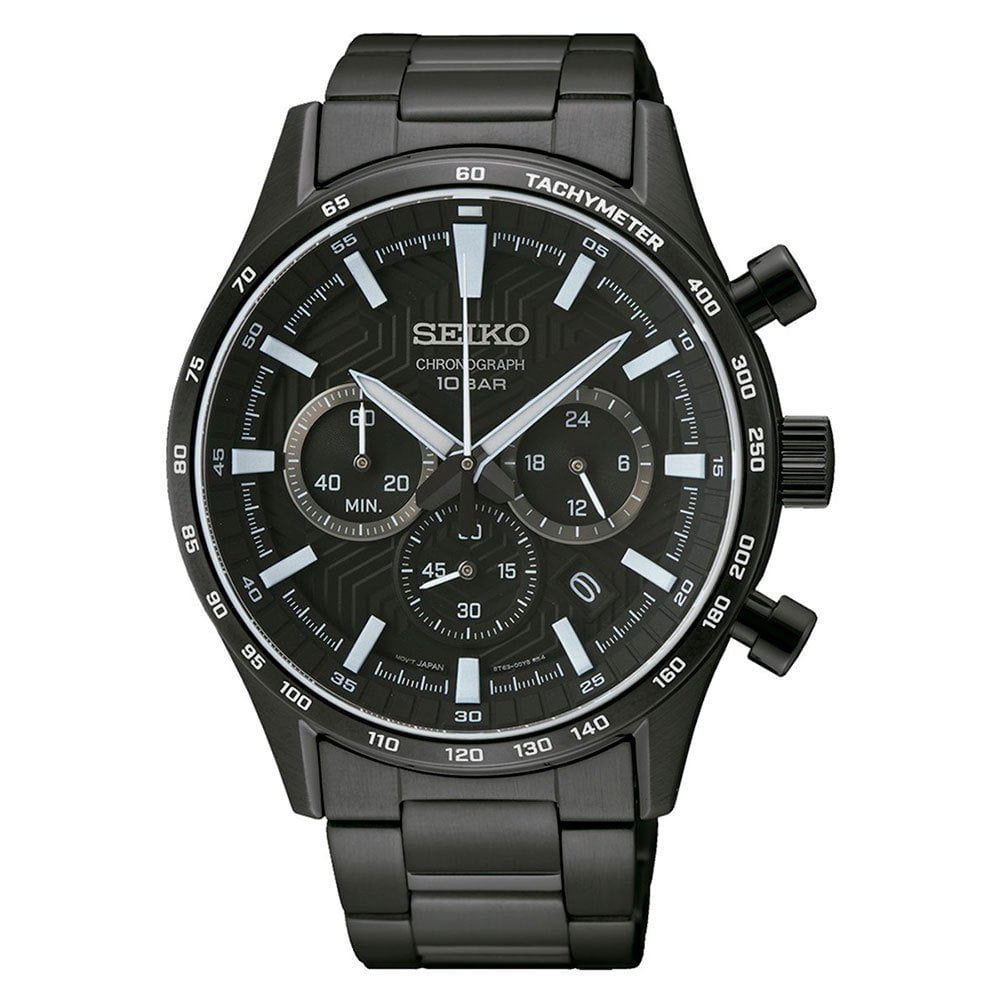 MONTRE SEIKO Homme SPORT Chronographe en Acier Noir SSB415P1