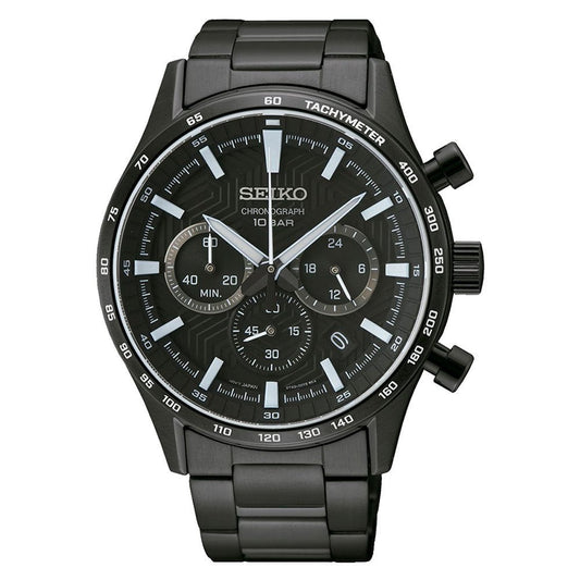 MONTRE SEIKO Homme SPORT Chronographe en Acier Noir SSB415P1