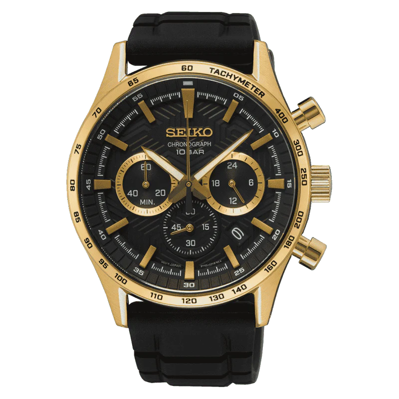 Montre SEIKO Homme Sport Chronographe en Silicone Noir SSB446P1