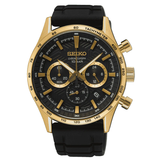 Montre SEIKO Homme Sport Chronographe en Silicone Noir SSB446P1
