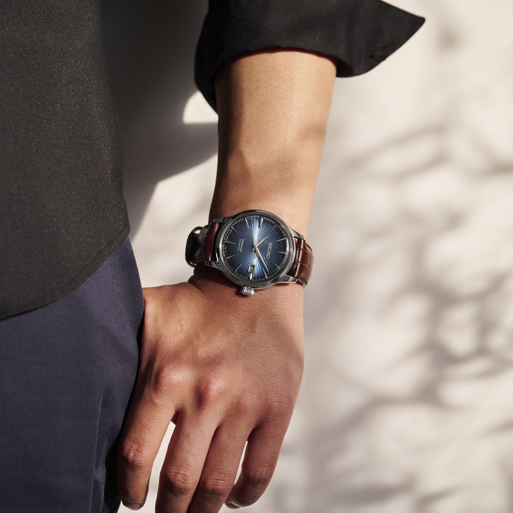 Montre SEIKO Homme Presage Cocktail Automatique en Cuir Marron SRPK15J1