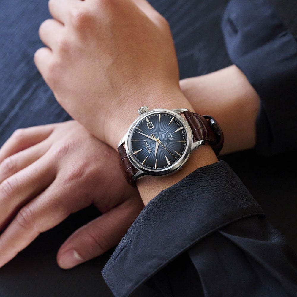 Montre SEIKO Homme Presage Cocktail Automatique en Cuir Marron SRPK15J1
