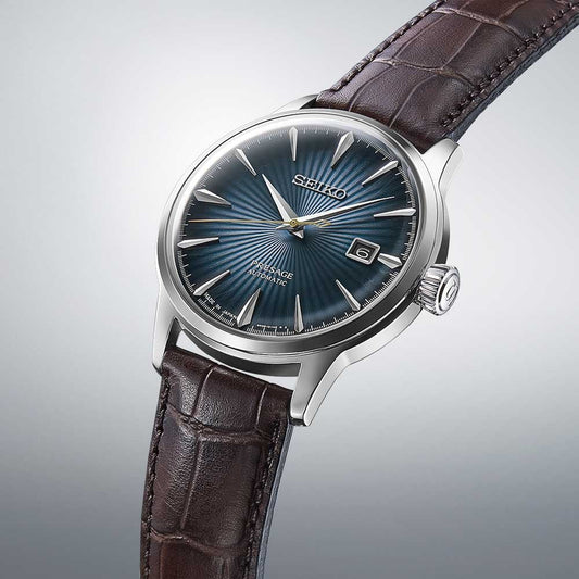 Montre SEIKO Homme Presage Cocktail Automatique en Cuir Marron SRPK15J1