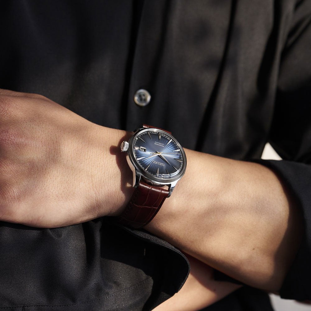 Montre SEIKO Homme Presage Cocktail Automatique en Cuir Marron SRPK15J1