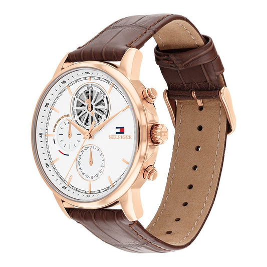 Montre TOMMY HILFIGER Homme Stewart en Cuir Marron 1710606